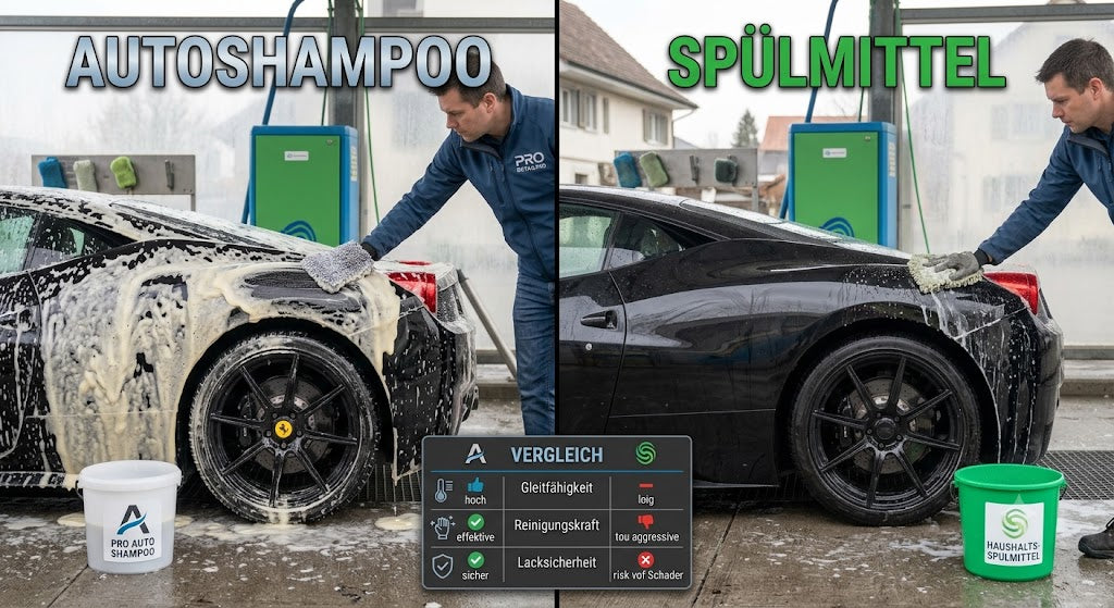 Autoshampoo vs. Spülmittel – was schadet dem Lack?