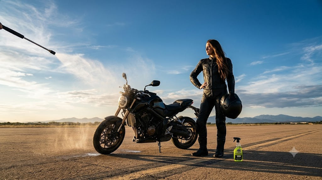 Motorrad reinigen: Die komplette Anleitung für Kettenfett, Öl & Insekten